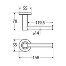 Technical Drawing Fienza Kaya Toilet Roll Holder Brushed Copper 82803CO - The Blue Space