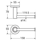 Technical Drawing Fienza Kaya Toilet Roll Holder - Chrome 82803 - The Blue Space