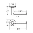 Technical Drawing Fienza Kaya Toilet Roll Holder Matte Black 82803MB - The Blue Space