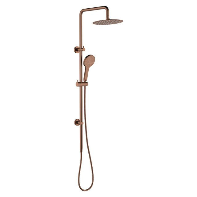 Angle Fienza Kaya Twin Rail Shower Brushed Copper 455109CO - The Blue Space