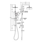 Technical Drawing Fienza Kaya Twin Rail Shower Brushed Copper 455109CO - The Blue Space