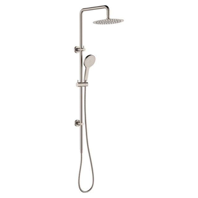 Angle Fienza Kaya Twin Rail Shower Brushed Nickel 455109BN - The Blue Space