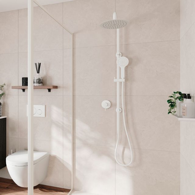 Buy Fienza Kaya Twin Rail Shower Matte White 455109MW - The Blue Space