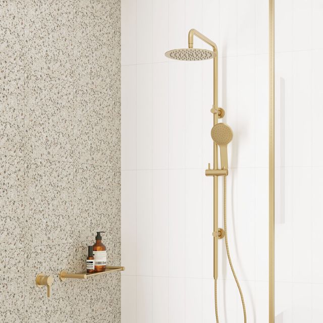 Lifestyle Fienza Kaya Twin Rail Shower Urban Brass 455109UB - The Blue Space