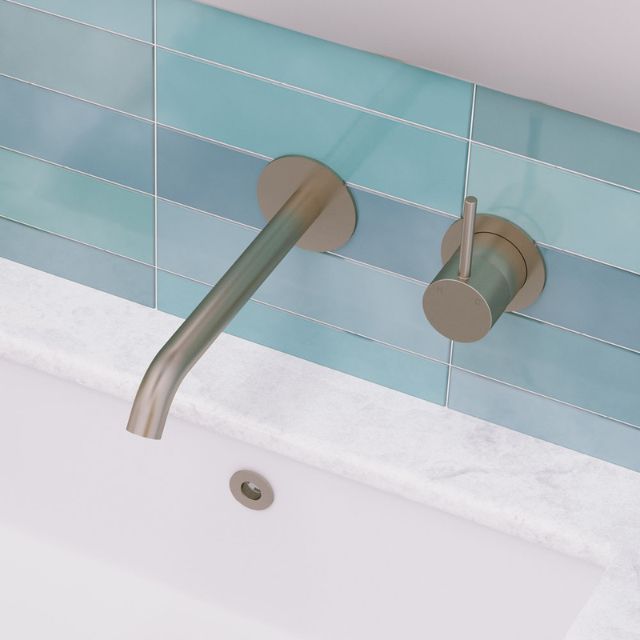 Technical Drawing Fienza Kaya Up Basin/Bath Mixer 200Mm Outlet Set Round Plates Brushed Nickel 228118BN-200 - The Blue Space