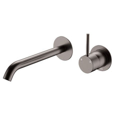 Fienza Kaya Up Basin/Bath Mixer 200Mm Outlet Set Round Plates Gun Metal 228118GM-200 - The Blue Space