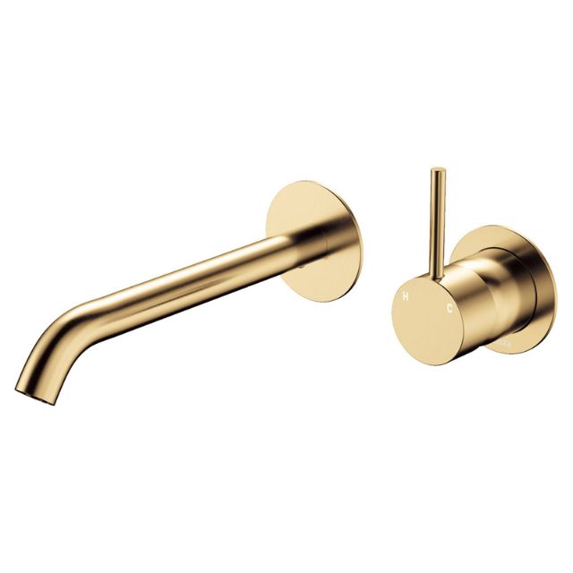 Fienza Kaya Up Basin/Bath Mixer 200Mm Outlet Set Round Plates Urban Brass 228118UB-200 - The Blue Space