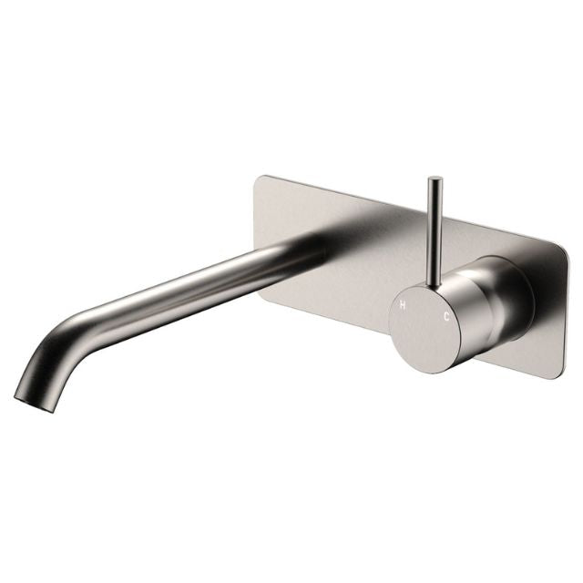 Fienza Kaya Up Basin/Bath Mixer 200Mm Outlet Set Soft Square Plate Brushed Nickel 228119BN-200 - The Blue Space