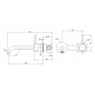 Technical Drawing Fienza Kaya Up Basin/Bath Mixer 200Mm Outlet Set Soft Square Plate Chrome 228119-200 - The Blue Space