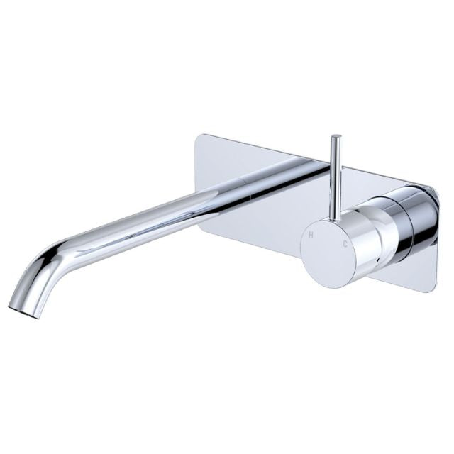 Fienza Kaya Up Basin/Bath Mixer 200Mm Outlet Set Soft Square Plate Chrome 228119-200 - The Blue Space