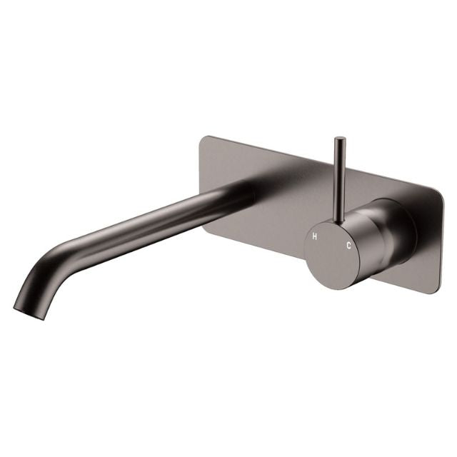 Fienza Kaya Up Basin/Bath Mixer 200Mm Outlet Set Soft Square Plate Urban Brass 228119UB-200 - The Blue Space