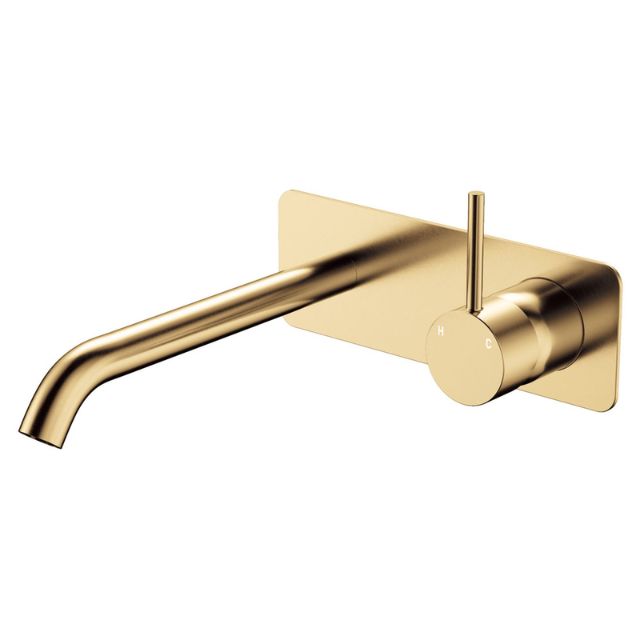 Fienza Kaya Up Basin/Bath Mixer 200Mm Outlet Set Soft Square Plate Urban Brass 228119UB-200 - The Blue Space