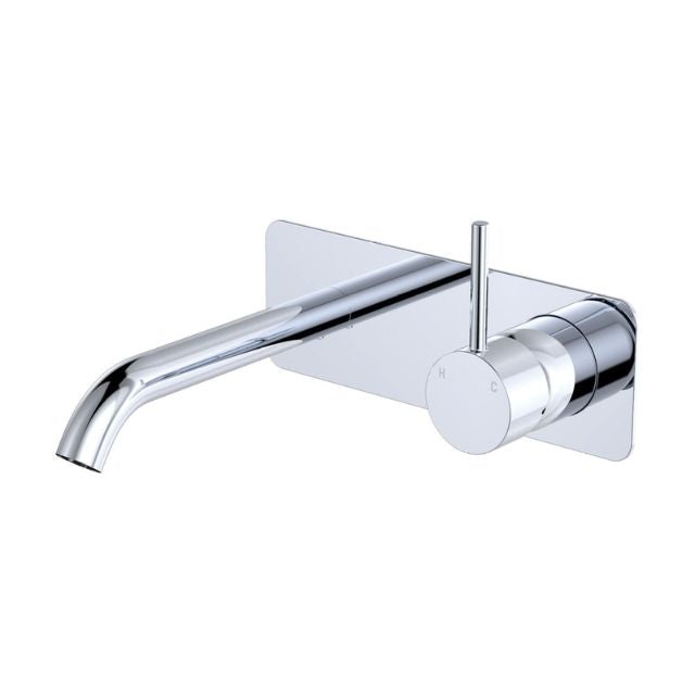 Fienza Kaya Up Basin/Bath Wall Mixer 160Mm Outlet Set Soft Square Plate Chrome 228119 - The Blue Space