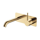 Fienza Kaya Up Basin/Bath Wall Mixer 160Mm Outlet Set Soft Square Plate Urban Brass 228119UB - The Blue Space