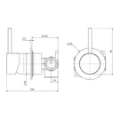 Technical Drawing Fienza Kaya Up Wall Mixer Small Round Plate Brushed Nickel 228114BN - The Blue Space