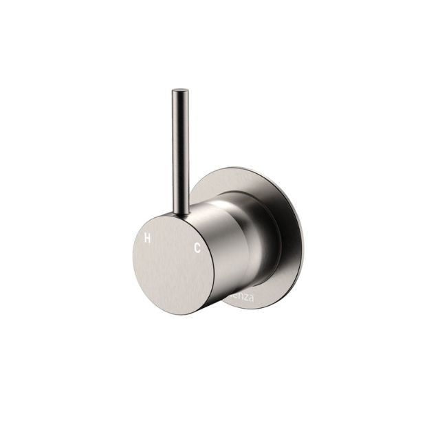 Fienza Kaya Up Wall Mixer Small Round Plate Brushed Nickel 228114BN - The Blue Space