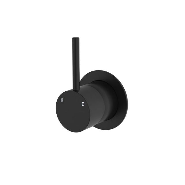 Fienza Kaya Up Wall Mixer Small Round Plate Matte Black 228114B - The Blue Space