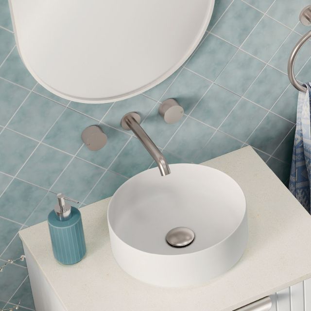 Lifestyle Fienza Kaya Wall Basin/Bath Tap Set Brushed Nickel  338102BN - The Blue Space