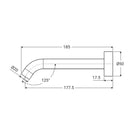 Technical Drawing Fienza Kaya Wall Basin/Bath 180Mm Outlet With Plate Brushed Nickel 228115BN - The Blue Space