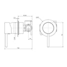 Technical Drawing Fienza Kaya Wall Mixer Dress Kit Small Round Plate Matte White D228101MW - The Blue Space