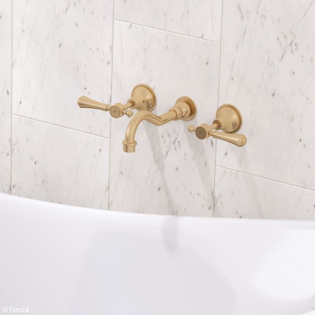 Buy Fienza Lillian Lever Basin/Bath Wall Set, Urban Brass 339102UU - The Blue Space