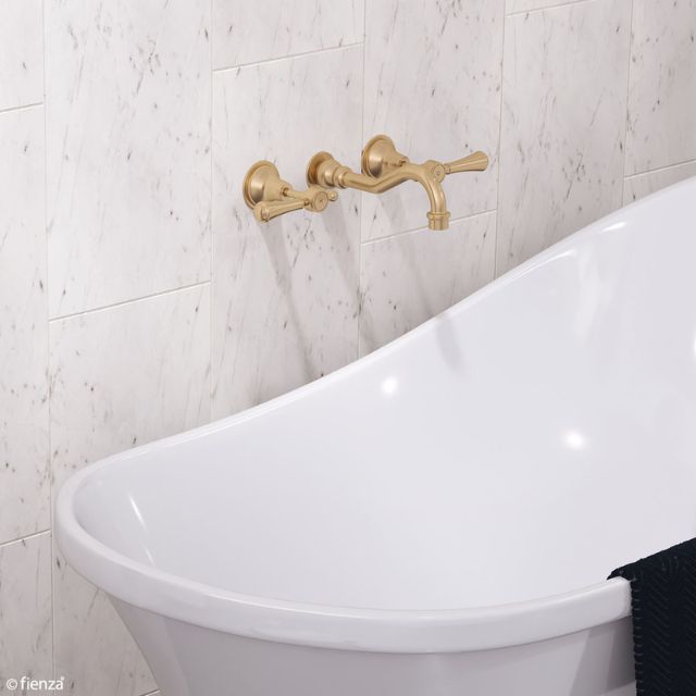 Shop Fienza Lillian Lever Basin/Bath Wall Set, Urban Brass 339102UU - The Blue Space