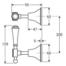 Technical Drawing Fienza Lillian Lever Wall Top Assemblies, Urban Brass 339104UU - The Blue Space