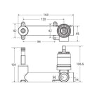 Technical Drawing Fienza Quik-Switch Universal Wall Basin/Bath Mixer Body Stainless Steel Lead Free 230011-SS - The Blue Space