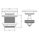 Technical Drawing Fienza Universal Pull-Out/Pop-Up Brass Cap Bath Waste Non Overflow Gloss White WAS79GW - The Blue Space