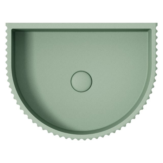 Top Fienza Valentina Concrete Fluted Arch Wall Basin 465 x 360 x 119mm Sage RB078SG - The Blue Space