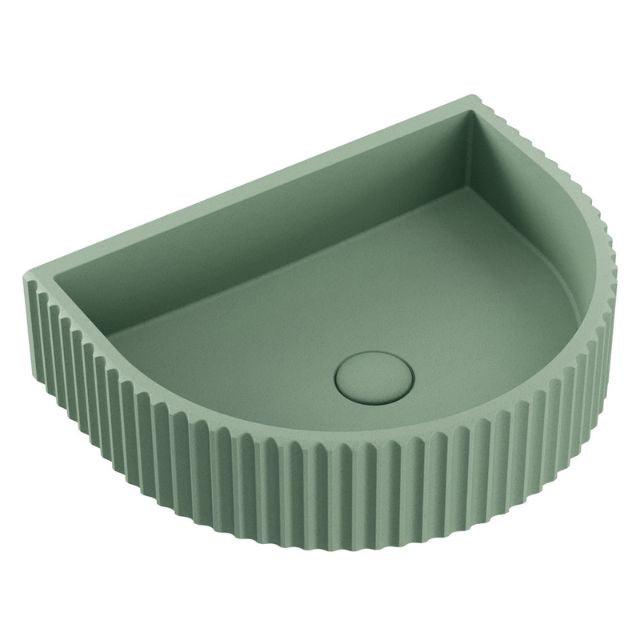 Fienza Valentina Concrete Fluted Arch Wall Basin 465 x 360 x 119mm Sage RB078SG - The Blue Space