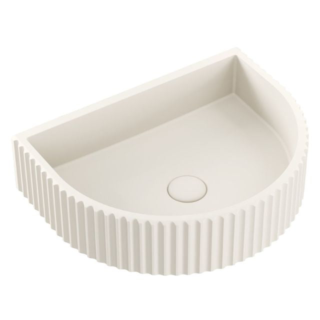 Fienza Valentina Concrete Fluted Arch Wall Basin 465 x 360 x 119mm Warm White RB078W - The Blue Space