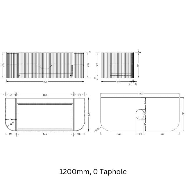 Ingrain Curved Fluted Wall Hung Vanity