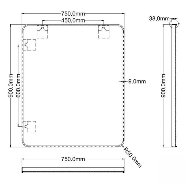 Ingrain Rectangle Brushed Nickel Framed Mirror 750mm by 900mm