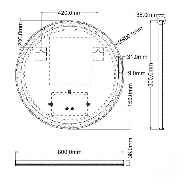 Ingrain Round Brushed Nickel Framed Frontlit LED Mirror