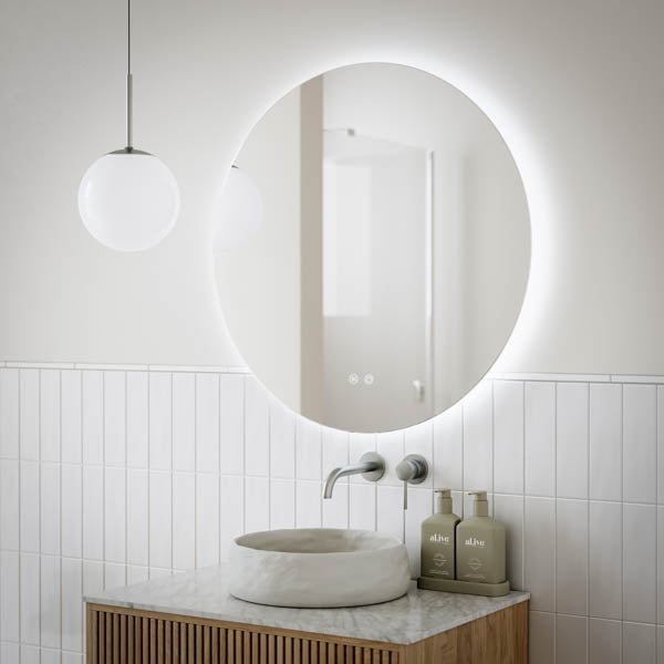 Backlit deals mirror round