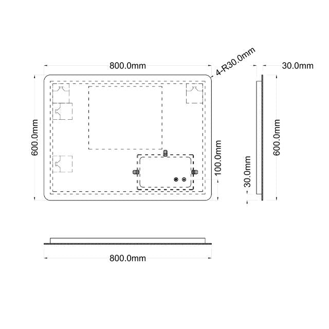 Ingrain Rectangle Frameless Backlit LED Mirror 600mm by 800mm