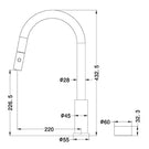 Technical Drawing Nero Kara Progressive Pull Out Kitchen Set Brushed Gold NR271908BG - The Blue Space