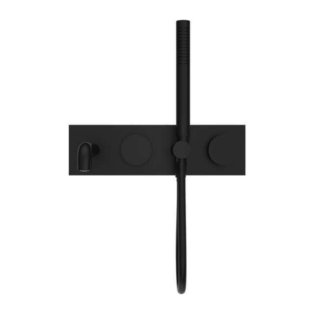 Front Nero Kara Progressive Shower System With Spout 230mm Matte Black NR271903a230MB - The Blue Space