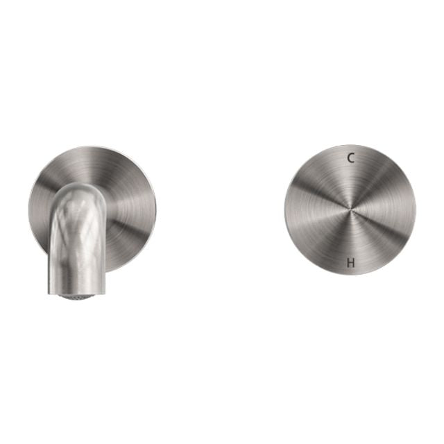 Nero Kara Progressive Wall Basin/Bath Set 120mm Brushed Nickel