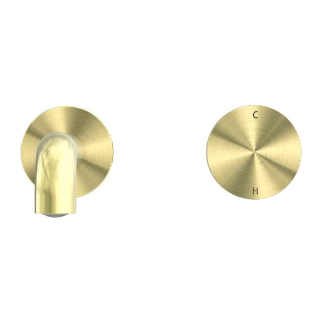 Front Nero Kara Progressive Wall Basin/Bath Set 230mm Brushed Gold NR271907A230BG - The Blue Space