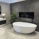 Buy Online Kaskade Alice Freestanding Egg-Shaped Stone Bath Matte White VX03-1700 - The Blue Space