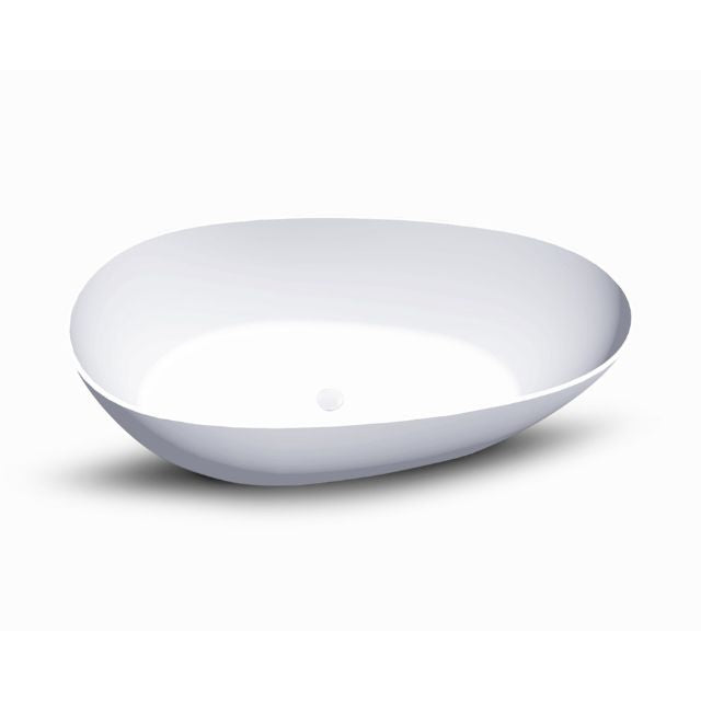 Shop Online Kaskade Alice Freestanding Egg-Shaped Stone Bath Matte White VX03-1700 - The Blue Space