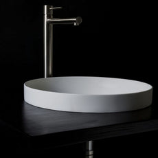 Buy Online Kaskade Arundel Semi Inset Round Stone Basin 385mm VXA90-385-MATTE-WHITE - The Blue Space