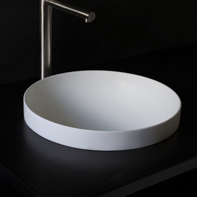 Shop Online Kaskade Arundel Semi Inset Round Stone Basin 385mm VXA90-385-MATTE-WHITE - The Blue Space