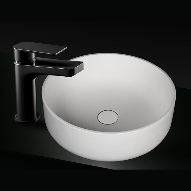 Inside View Kaskade Kolo 385mm Round Benchtop Stone Basin VXA385-RND385MW - The Blue Space