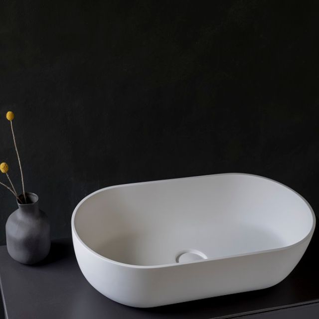 Buy Kaskade Lucia Oval Above Counter Stone Basin 600mm VXA12-600 - The Blue Space