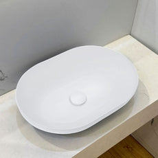 Kaskade Oval Stone Above Counter Basin 500mm Matte White VXA24-OVAL500MW - The Blue Space