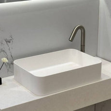 Kaskade Rectangular Stone Basin 500mm Matte White VXA25-RECT500MW - The Blue Space