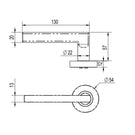 Technical Drawing Lockwood Glide L4 Velocity Passage Lever Set Large Round Rose Brushed Satin Chrome VEL1/L4SC - The Blue Space